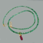 collier émeraude et tourmaline rose rubellite