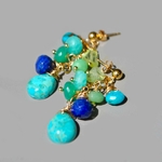boucle doreille clou or turquoise lapis amazonite péridot chrysoprase-A