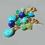 boucle doreille clou or turquoise lapis amazonite péridot chrysoprase