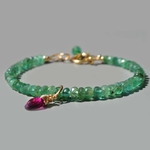 bracelet emeraude de zambie tourmaline rose
