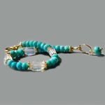Bracelet turquoise Arizona et opales blanches en or 14K-8