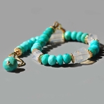 Bracelet turquoise Arizona et opales blanches en or 14K-7