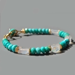 Bracelet turquoise Arizona et opales blanches en or 14K-2