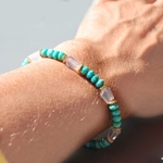 Bracelet turquoise Arizona et opales blanches en or 14K-9