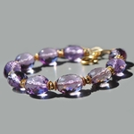 bracelet améthyste rose perles ovales