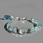 bracelet AIgue marine naturelle argent bali 925
