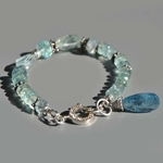 Bijou argent bali aigue marine naturelle