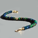 bracelet opale noire boule or-7