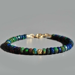 bracelet opale noire boule or