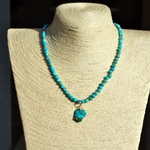 Collier turquoise boules pendentif-A