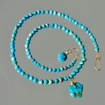 Collier turquoise boules pendentif