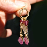 créoles feuilles de tourmaline rose pastèque-C