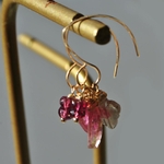 Boucles doreilles tourmaline pastèque rubellite-2