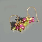 boucles doreilles grappes saphirs roses et Péridot-2
