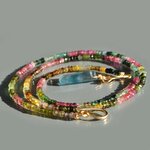 sautoir tourmaline multicolore pendentif fluorite bleue-A