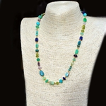 Collier mi long Multi Pierres naturelles Chrysoprase Turquoise Améthyste Lapis Péridot-B