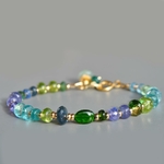 Bracelet Apatite dioside tanzanite cyanite péridot