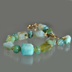 bracelet opale bleu vert or14K-4