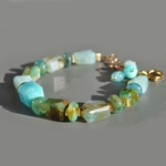 bracelet opale bleu vert or14K-3