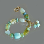 bracelet opale bleu vert or14K-8