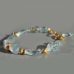bracelet aigue marine perle or -2
