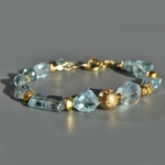 bracelet aigue marine perle or