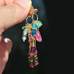 Boucle doreille pendantes tourmaline apatite-B