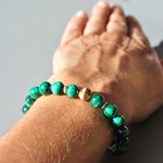 bracelet malachite boule dor-B