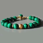 bracelet malachite boule dor