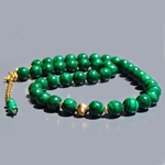 collier boules Malachite perle or