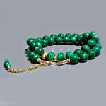 collier boules Malachite perle or-1
