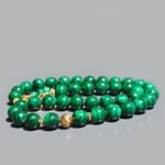 collier boules Malachite perle or-5