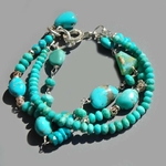 bracelet turquoise argent 3 rangs-9