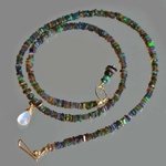 Collier opale noire heishi carré-9