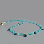 Collier apatite bleue goutte de cyanite Or14K