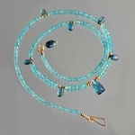 Collier apatite bleue goutte de cyanite Or14K-1