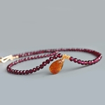 Collier grenat almandin naturel et grenat mandarin Gold Filled