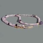 Collier kunzite et goutte amethyste rose -3