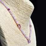 Collier kunzite et goutte amethyste rose -7