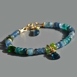 Bracelet Aigue marine Tourmaline bleue Paraiba