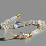 Bracelet pierre de lune arc en cie cristal de roche-7