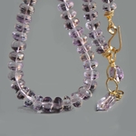 collier amethyste rose grosse rondelle taillées facettes -5