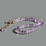 collier amethyste rose grosse rondelle taillées facettes -2