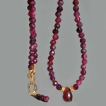 collier tourmaline rose goutte grenat