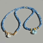 Collier pendentif aigue marine pierre taillée-7
