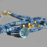 Collier pendentif aigue marine pierre taillée