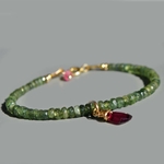 Bracelet saphir vert grenat rhodolite