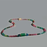 Collier Emeraude Tourmaline multicolore apatite bleue-2