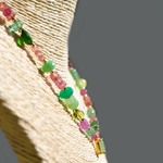 collier tourmaline rose et bleue, diopside, Chrysoprase, calcédoine, apatite, emeraude-8