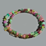 collier tourmaline rose et bleue, diopside, Chrysoprase, calcédoine, apatite, emeraude-6